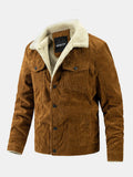 Men's Sherpa-Lined Corduroy Jacket with Button Front