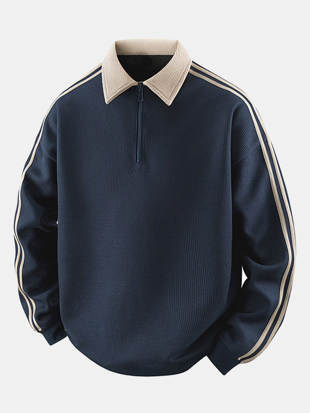 Men's Waffle Textured Quarter-Zip Polo Sweatshirt
