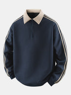 Men's Waffle Textured Quarter-Zip Polo Sweatshirt