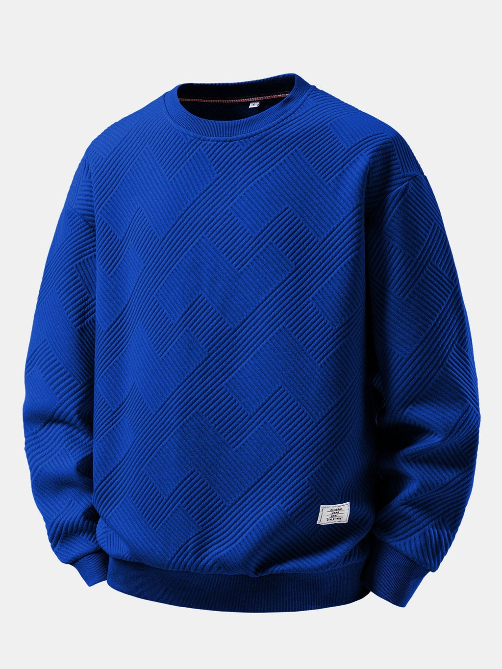 Men's Geometric Textured Crew Neck Sweatshirt