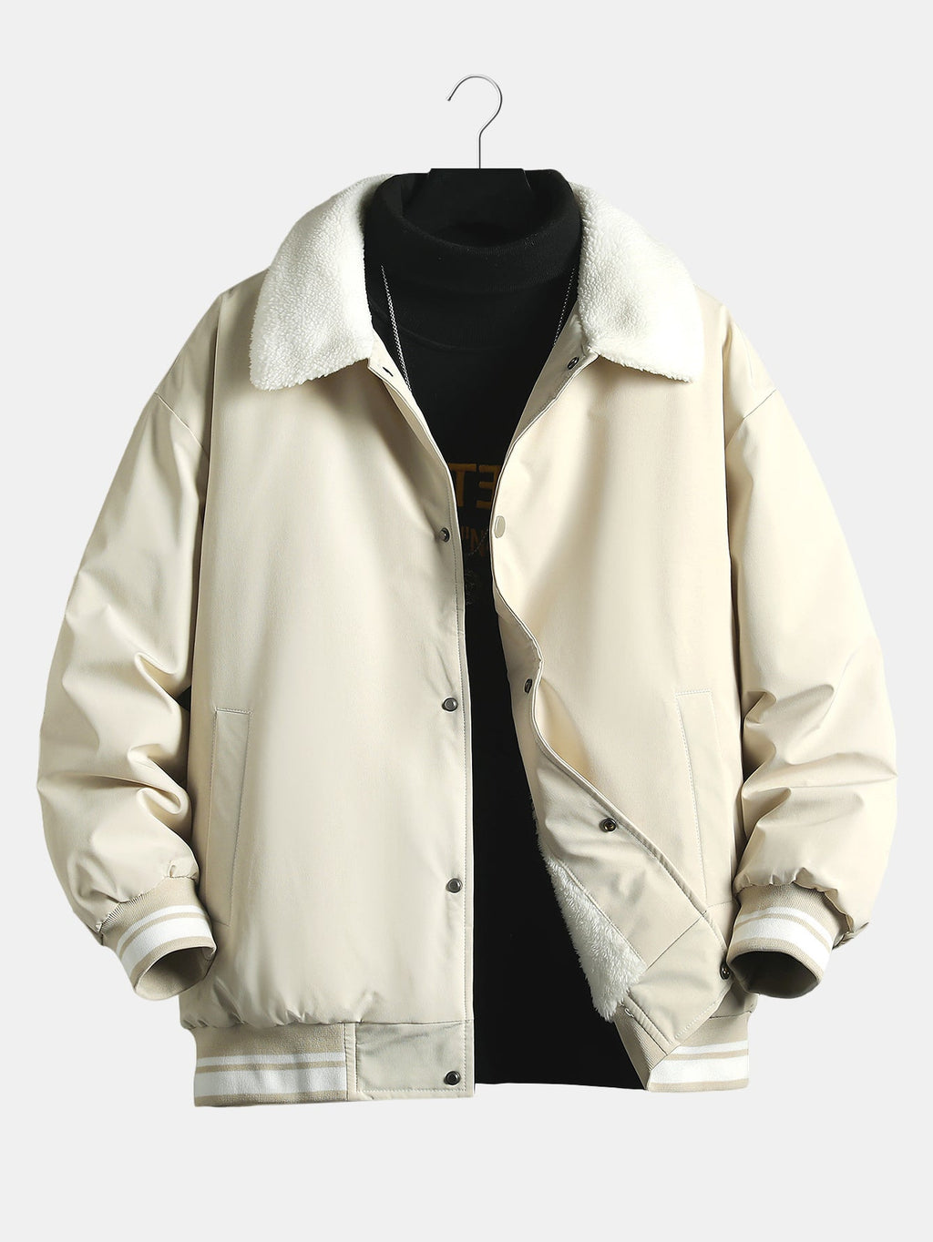 Men's Teddy-Lined Baseball Bomber Jacket