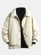 Men's Teddy-Lined Baseball Bomber Jacket