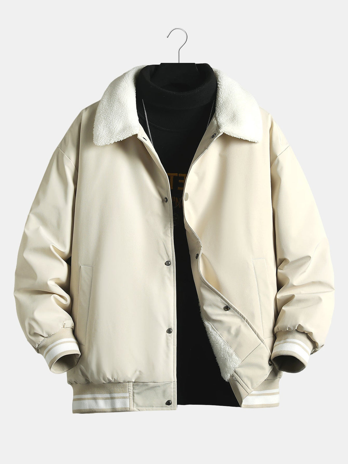 Men's Teddy-Lined Baseball Bomber Jacket