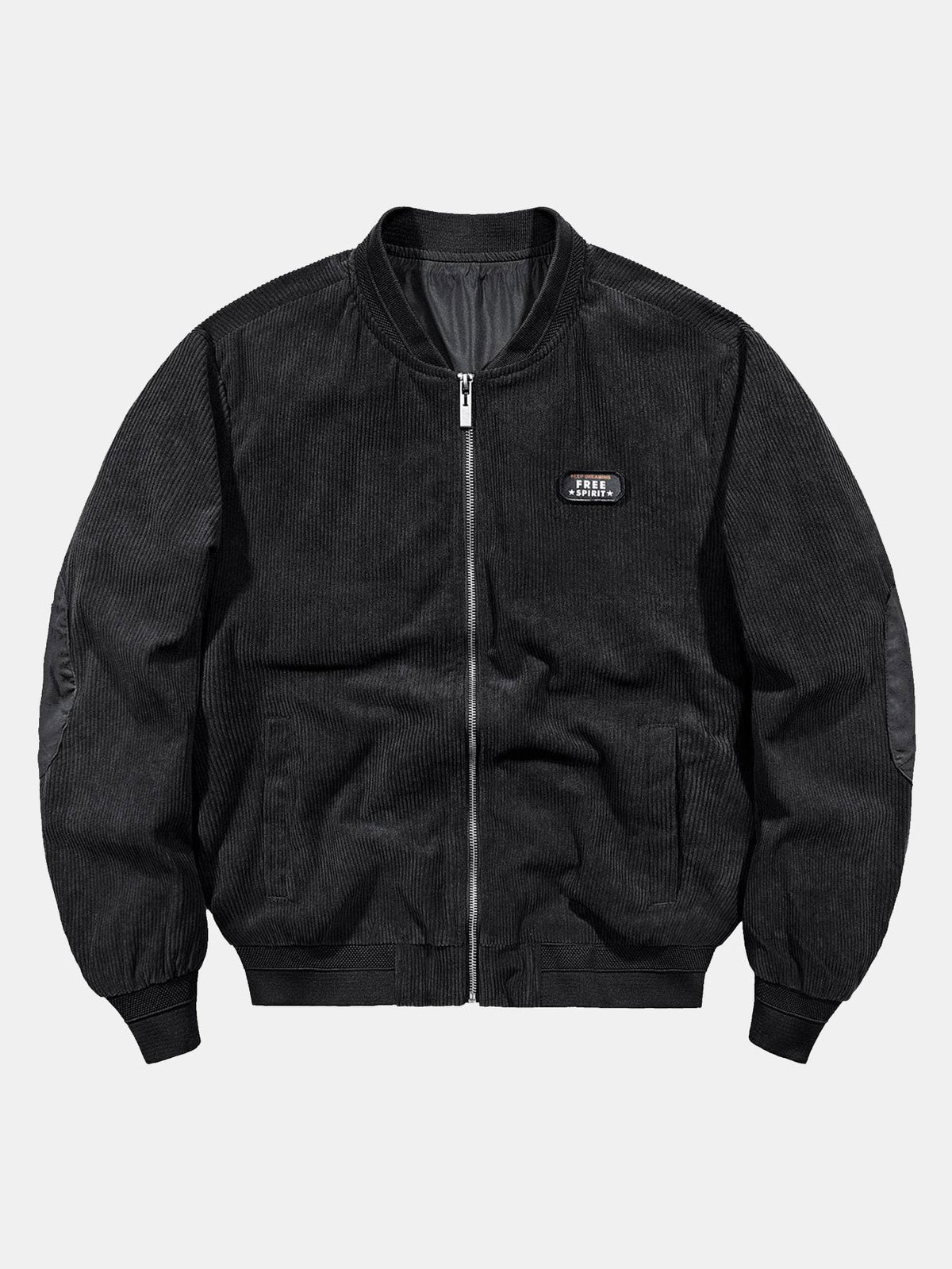 Men's Ribbed Corduroy Bomber Jacket with Zip Front