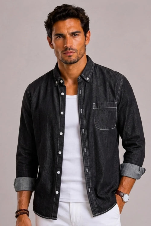 Men's Denim Shirt Long-sleeve
