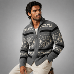 Men's Jacquard Shawl-Collar Cardigan – Patterned Knit