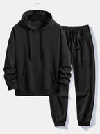 Men's Basic Tracksuit Set – Pullover Hoodie and Cuffed Joggers