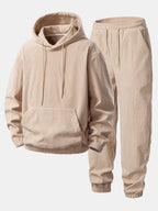 Men's Ribbed Corduroy Tracksuit – Relaxed Hoodie and Tapered Joggers