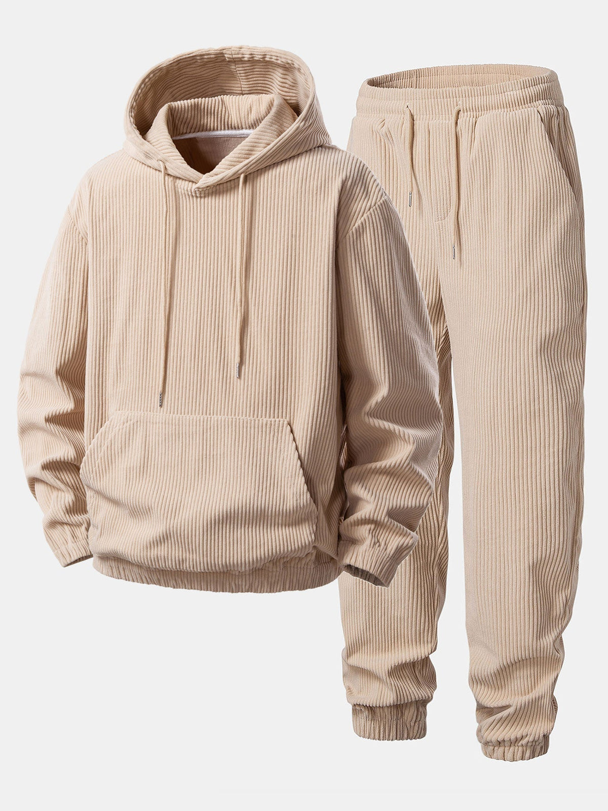 Men's Ribbed Corduroy Tracksuit – Relaxed Hoodie and Tapered Joggers