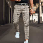 Men's Plaid Slim-Fit Chinos – Smart Casual Trousers