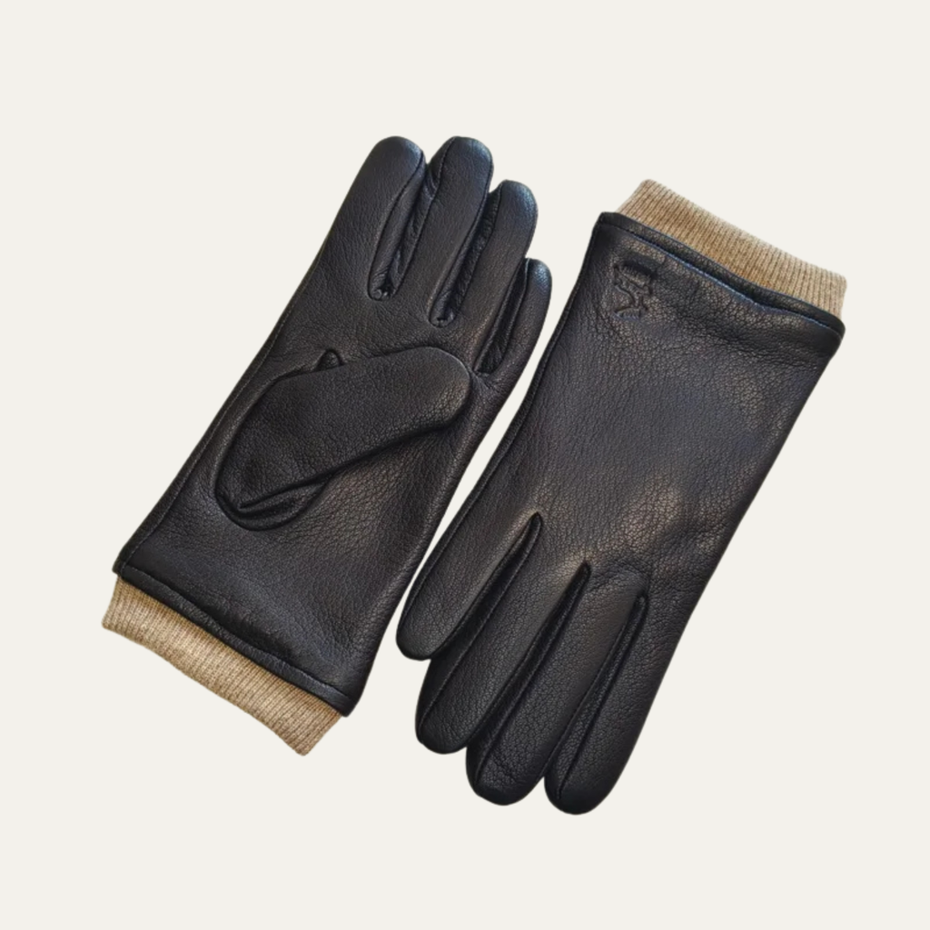 Men's Leather-Look Driving Gloves – Warm Knit Lining