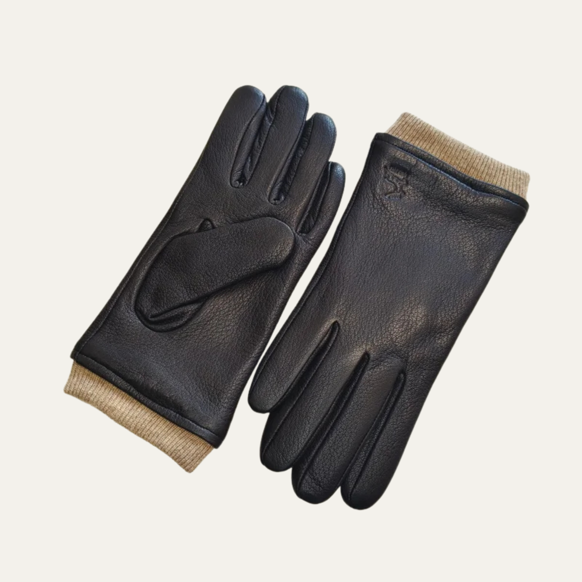 Men's Leather-Look Driving Gloves – Warm Knit Lining