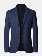 Men's Fine Check wool-blend Look Blazer with Notched Lapels
