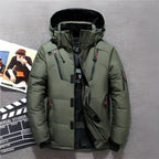 Men's Hooded Down Winter Jacket – Water-Resistant Multi-Zip Outerwear