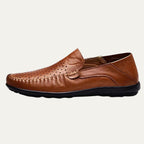 Men's Perforated Leather-Look Loafers – Breathable Slip-On
