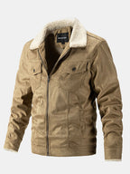 Men's Teddy-Lined Faux Suede Jacket – Warm Winter Zip-Up Outerwear
