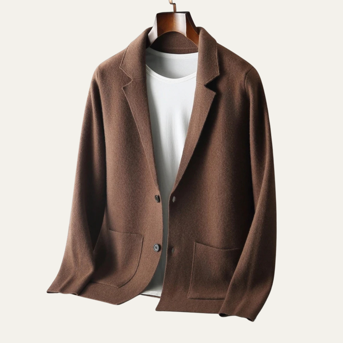 Men's Soft Wool-Blend Knit Cardigan with Suit Collar
