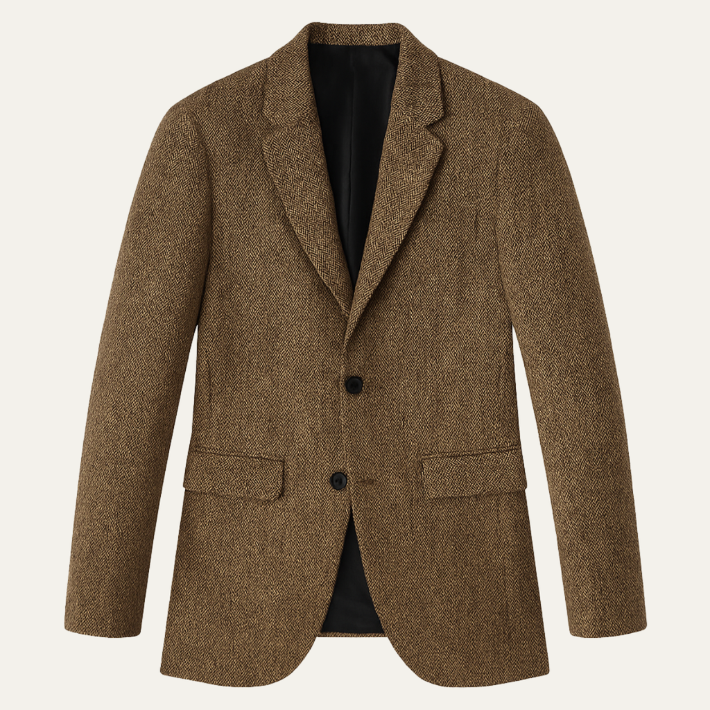 Men's Herringbone Tweed-Style Blazer – Tailored Slim Fit