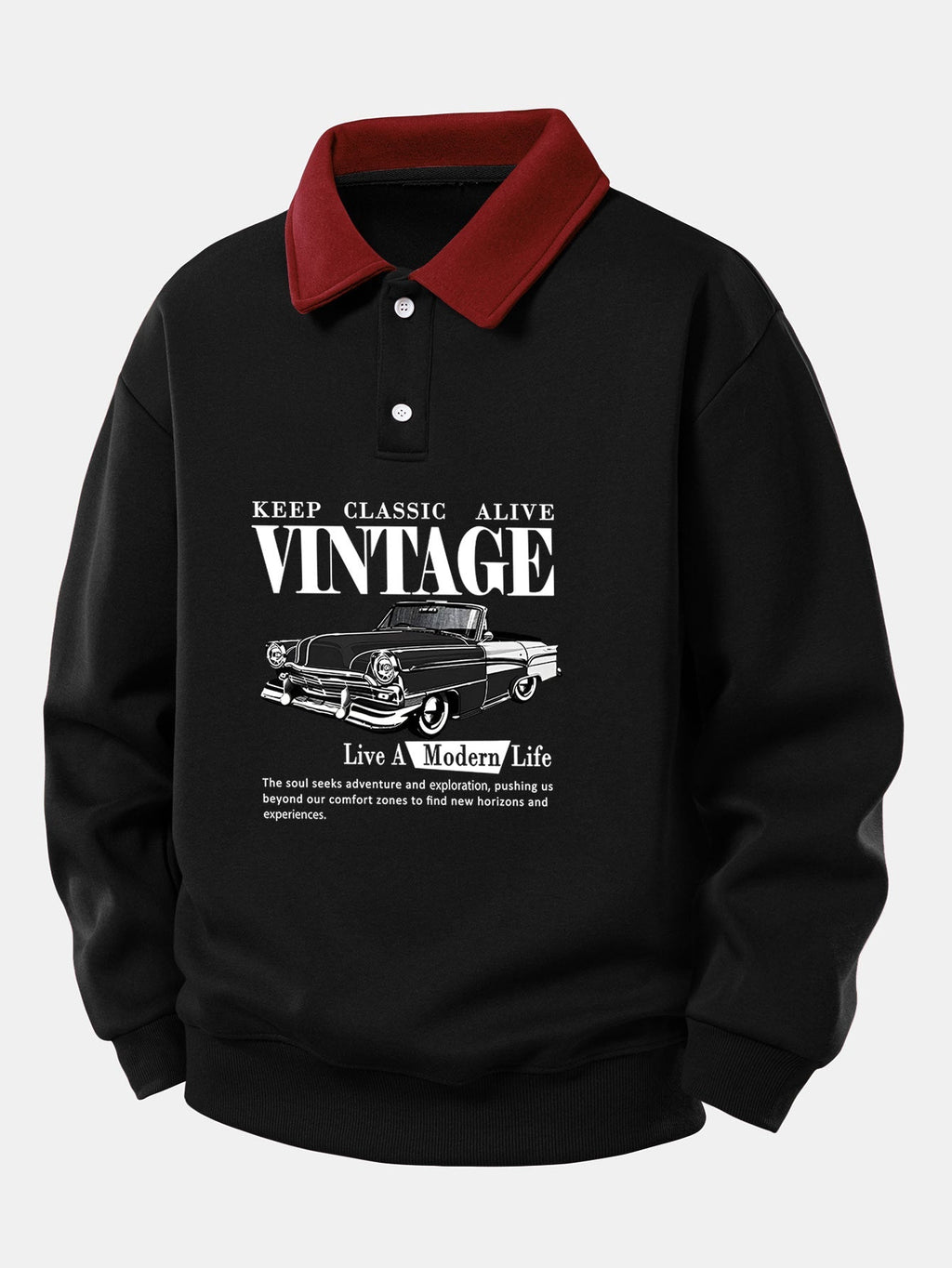 Men's Relaxed Fit Printed Polo Sweatshirt