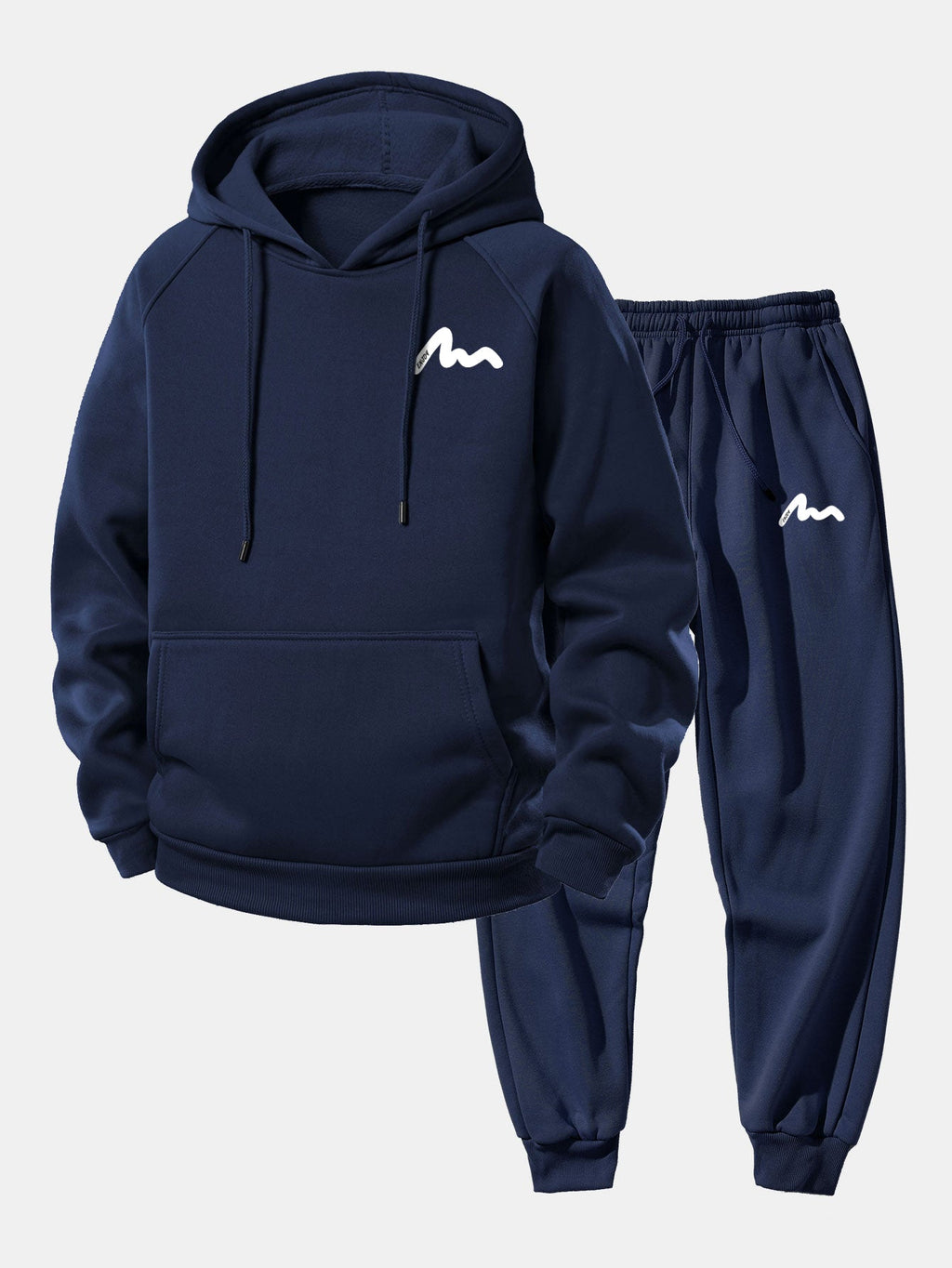 Men's Printed Hoodie Tracksuit – Relaxed Polyester Jogger Set