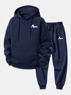 Men's Printed Hoodie Tracksuit – Relaxed Polyester Jogger Set