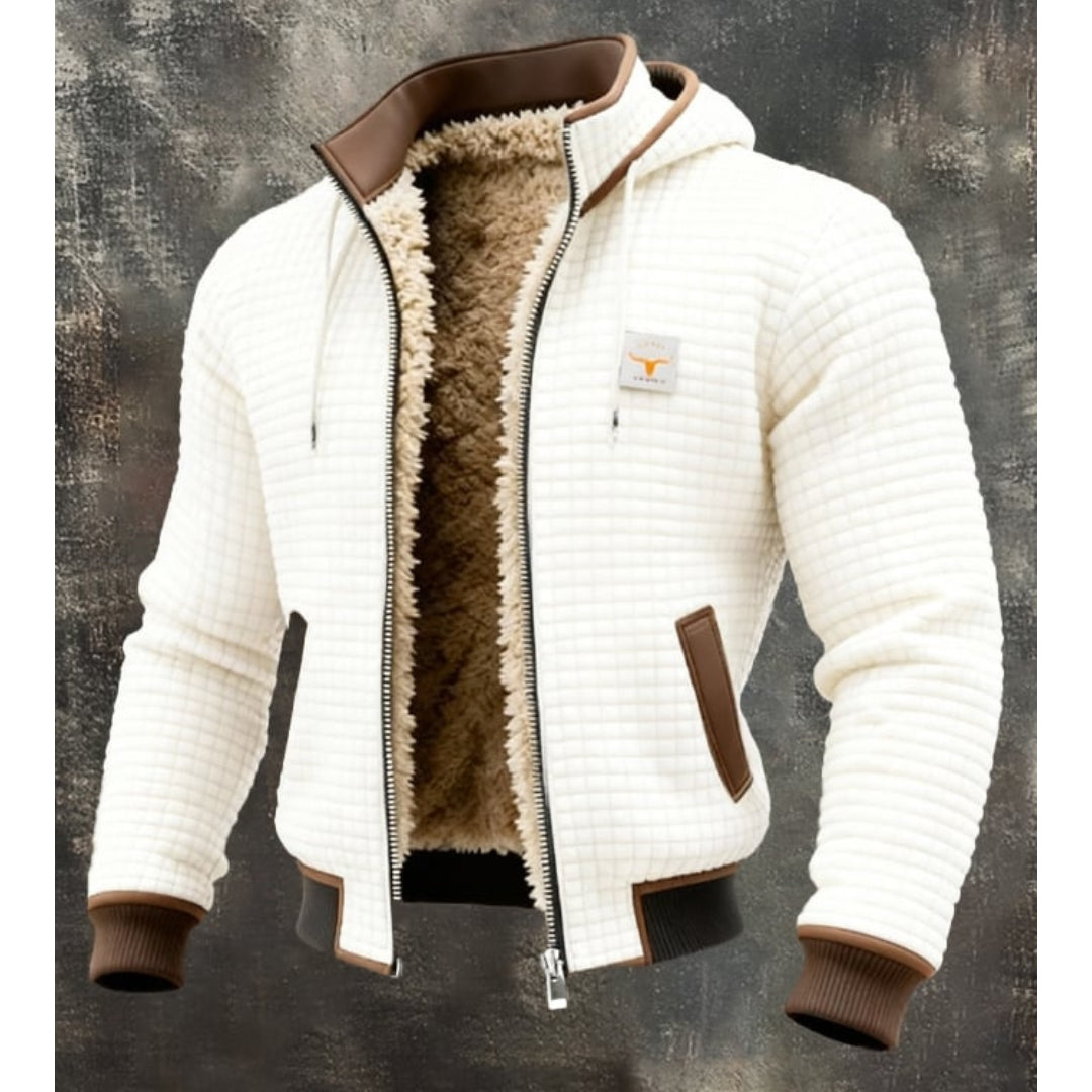 Men's Thermal Fleece Winter Jacket – Quilted Hooded Zip-Up Coat