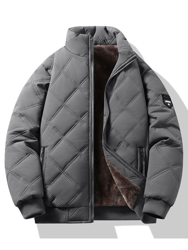 Men's Faux Fur-Lined Quilted Winter Jacket