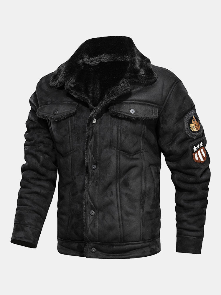 Men's Faux Suede Jacket with Faux Fur Lining