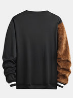Men's Plush Appliqué Crew Neck Sweatshirt