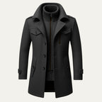 Men's Double-Layer Warm Coat – Zip Inner Layer and Button Front