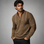 Men's Patterned Half-Zip Jumper with Elbow Patches