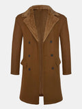 Men's Long Faux wool-blend Winter Coat – Double-Breasted Overcoat