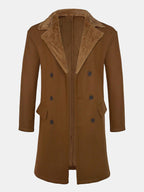 Men's Long Faux wool-blend Winter Coat – Double-Breasted Overcoat