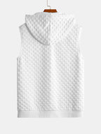 Men's Sleeveless Hooded Vest Tracksuit – Textured Jogger Co-Ord