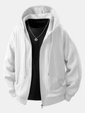 Men's Cable Jacquard Zip-Up Hoodie – Textured Long Sleeve Hooded Sweatshirt
