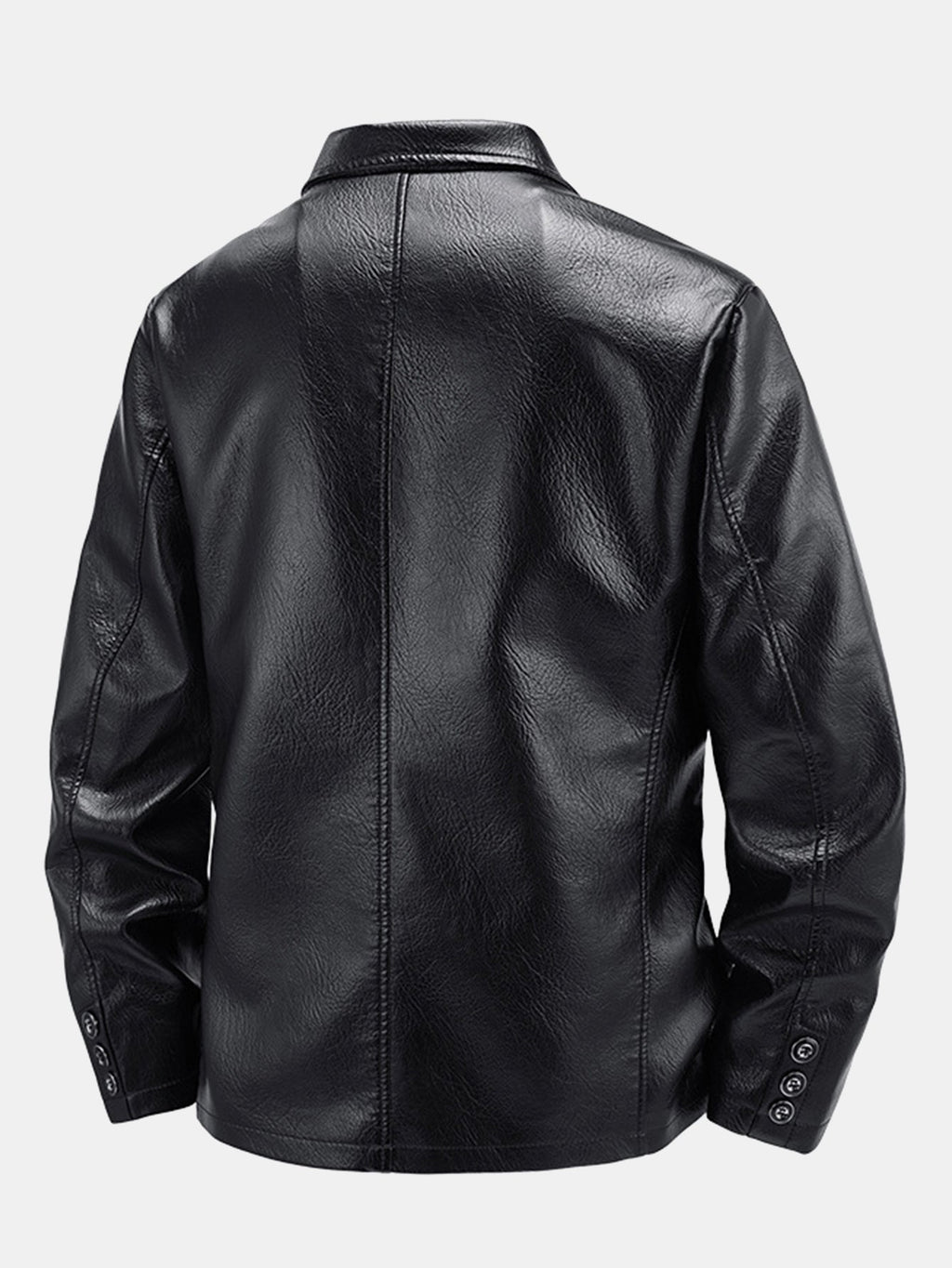 Men's Faux Leather Blazer with Notched Lapels