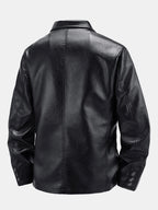 Men's Faux Leather Blazer with Notched Lapels