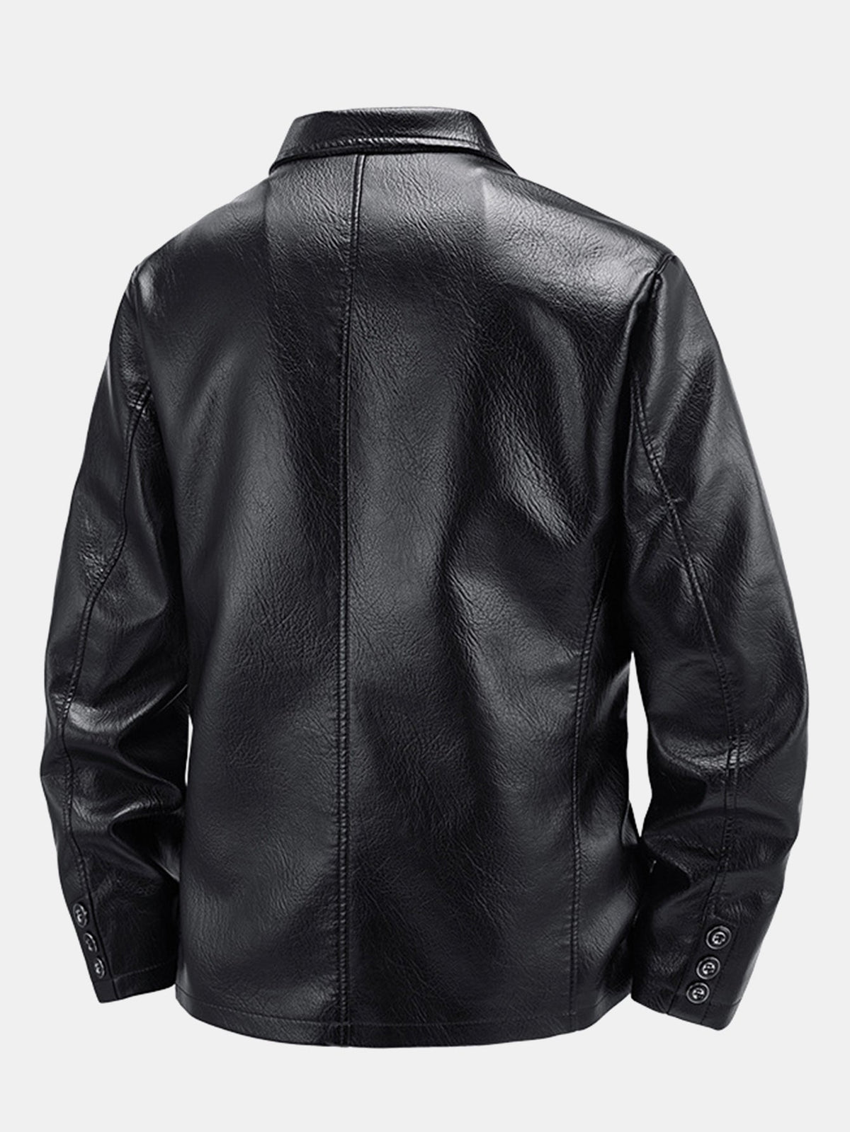 Men's Faux Leather Blazer with Notched Lapels