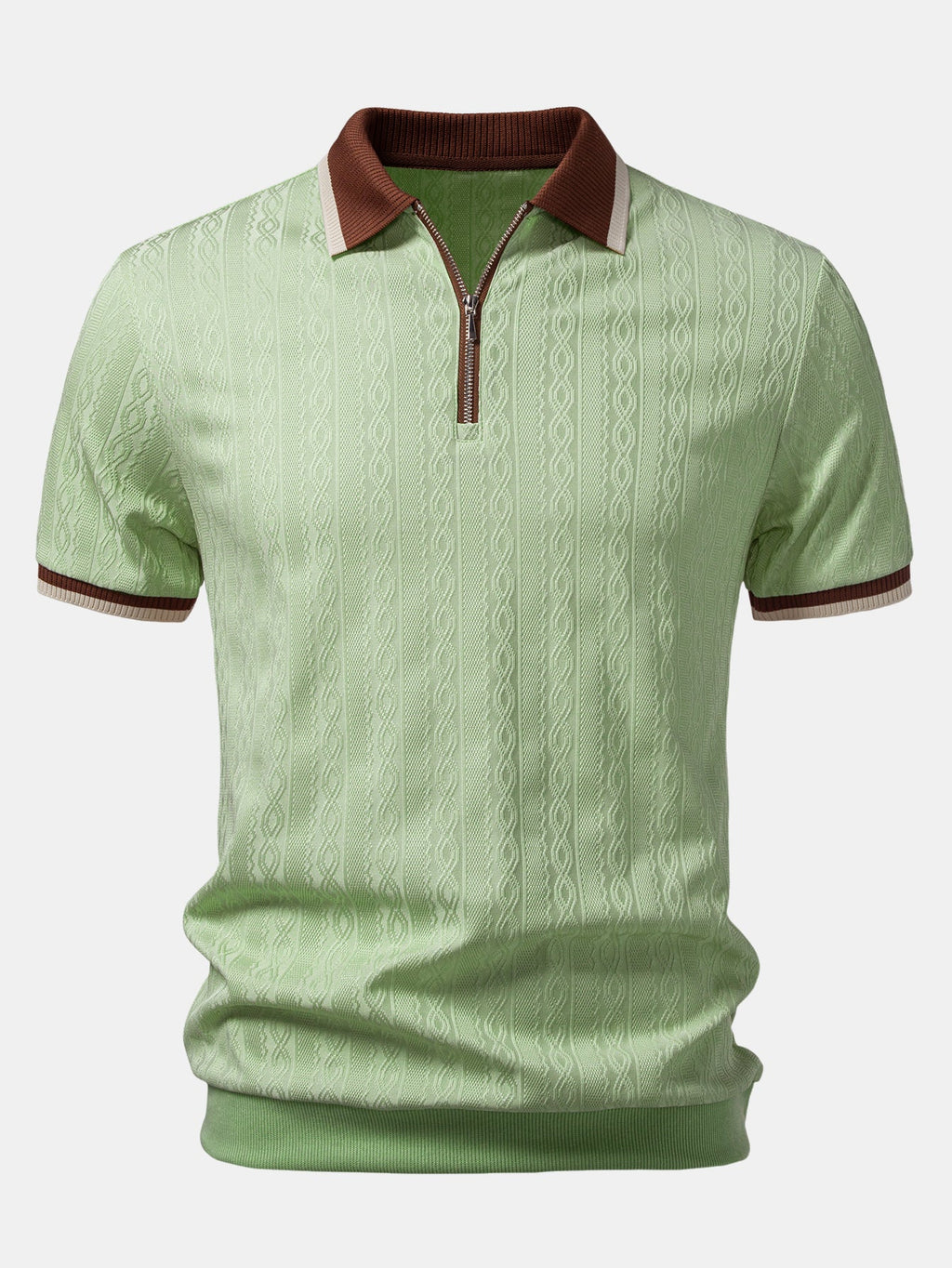 Men's Textured Zip Polo and Slim Trouser Set