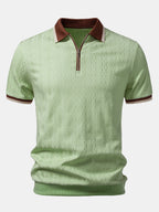 Men's Textured Knit Polo with Quarter Zip – Tailored Fit
