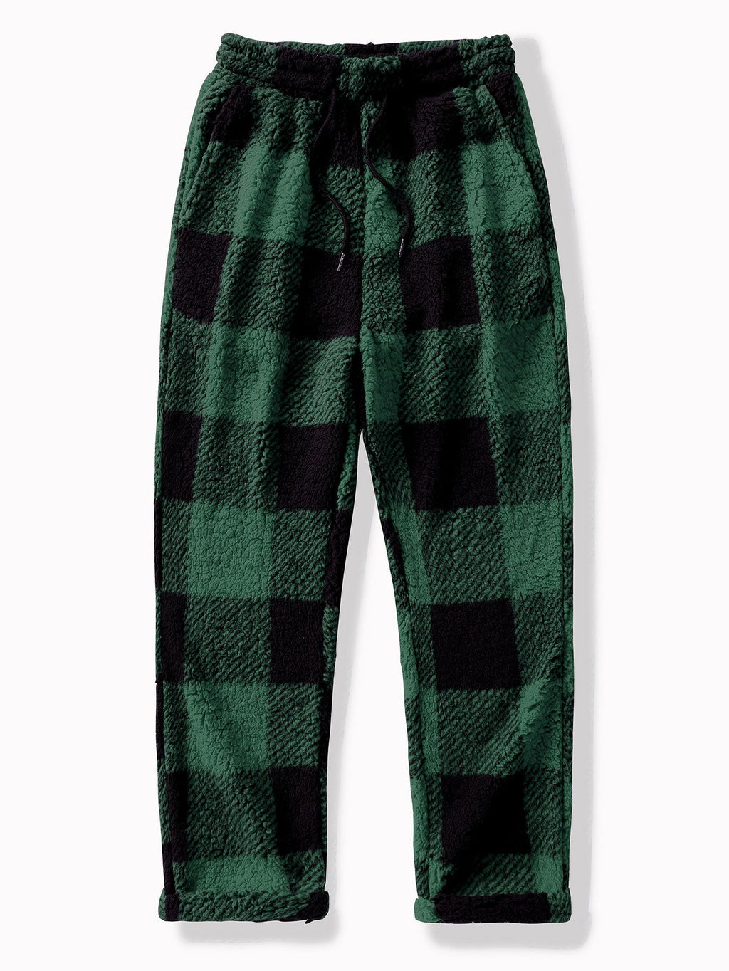 Men's Checked Teddy Fleece Tracksuit – Hooded Two-Piece Set