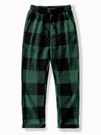 Men's Checked Teddy Fleece Tracksuit – Hooded Two-Piece Set
