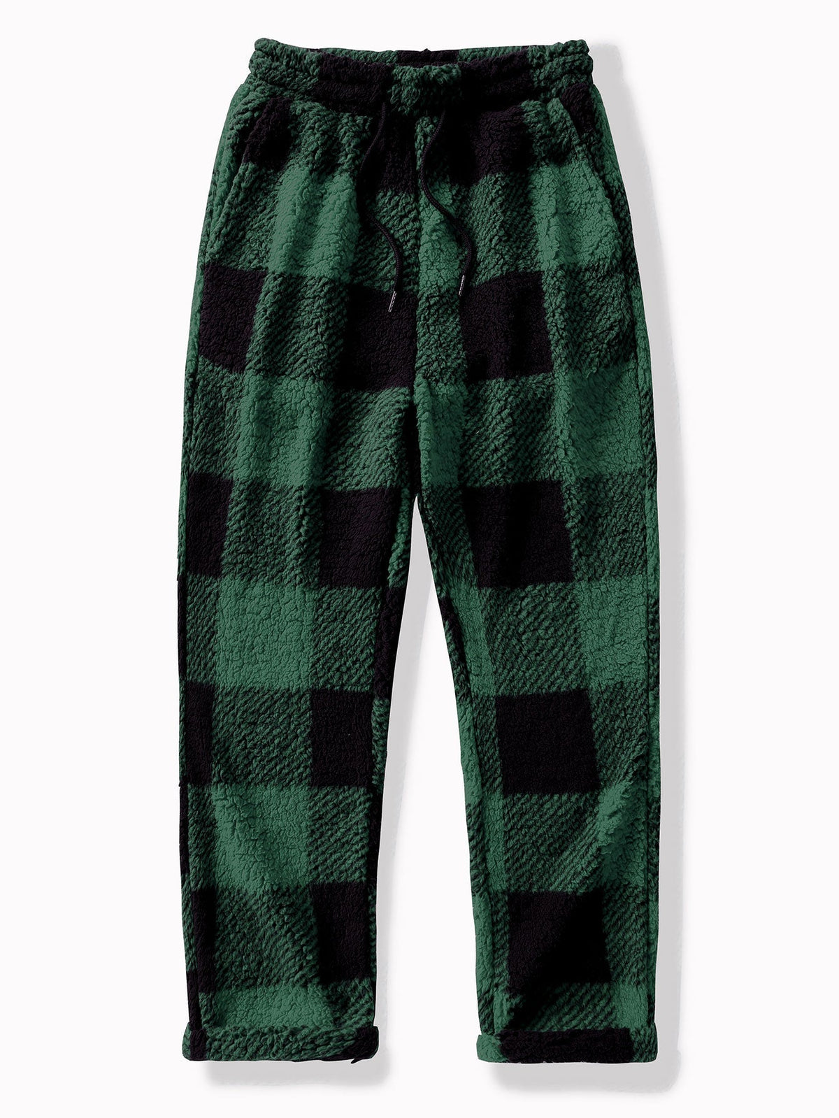 Men's Checked Teddy Fleece Tracksuit – Hooded Two-Piece Set