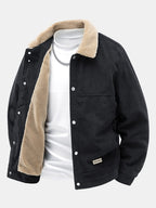 Men's Sherpa-Lined Corduroy Jacket with Snap Buttons