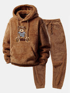 Men's Plush Teddy Fleece Tracksuit – Relaxed Hoodie and Joggers