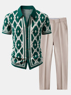 Men's Viscose Knit Shirt and Tapered Trousers Set
