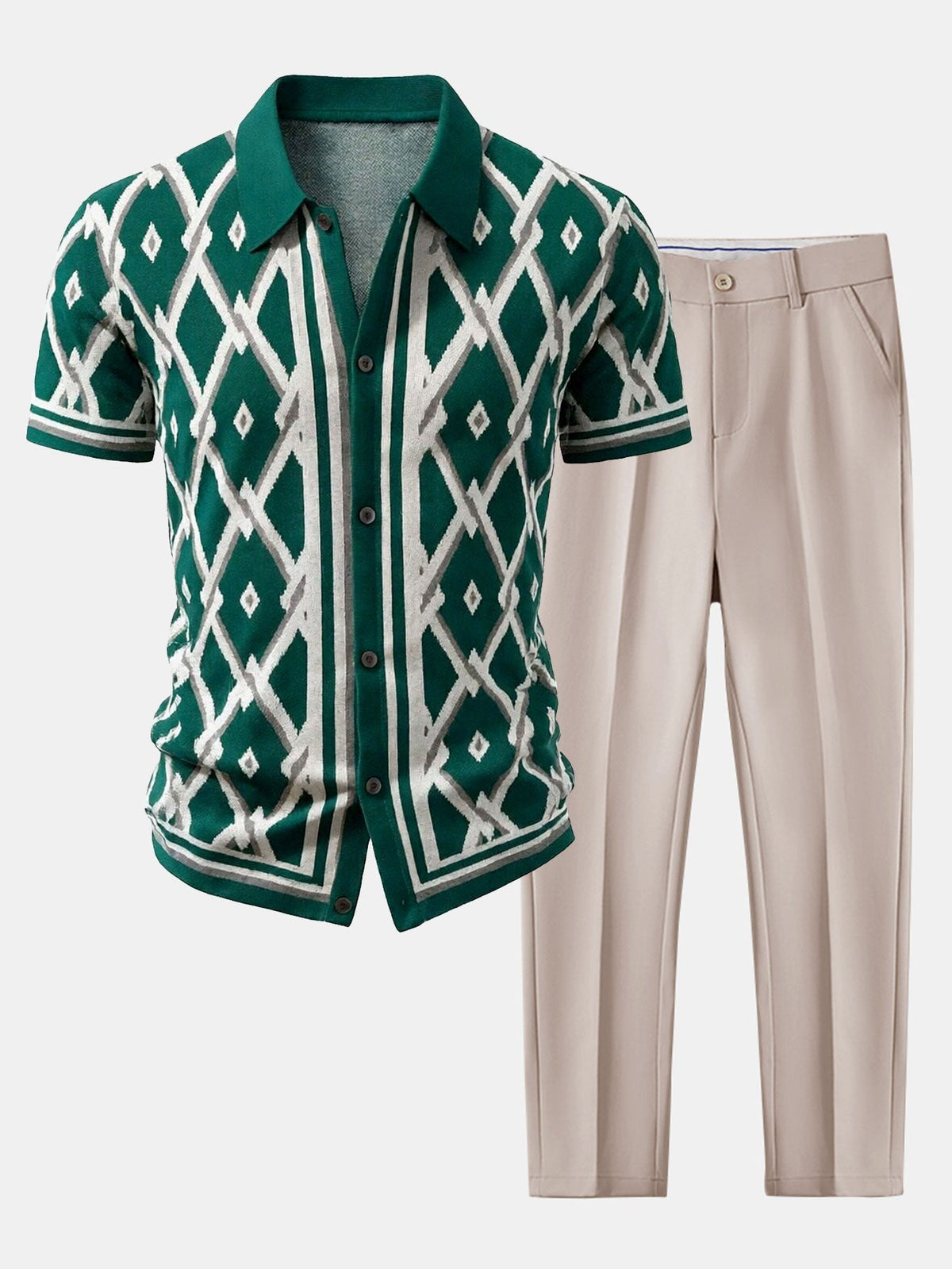 Men's Viscose Knit Shirt and Tapered Trousers Set