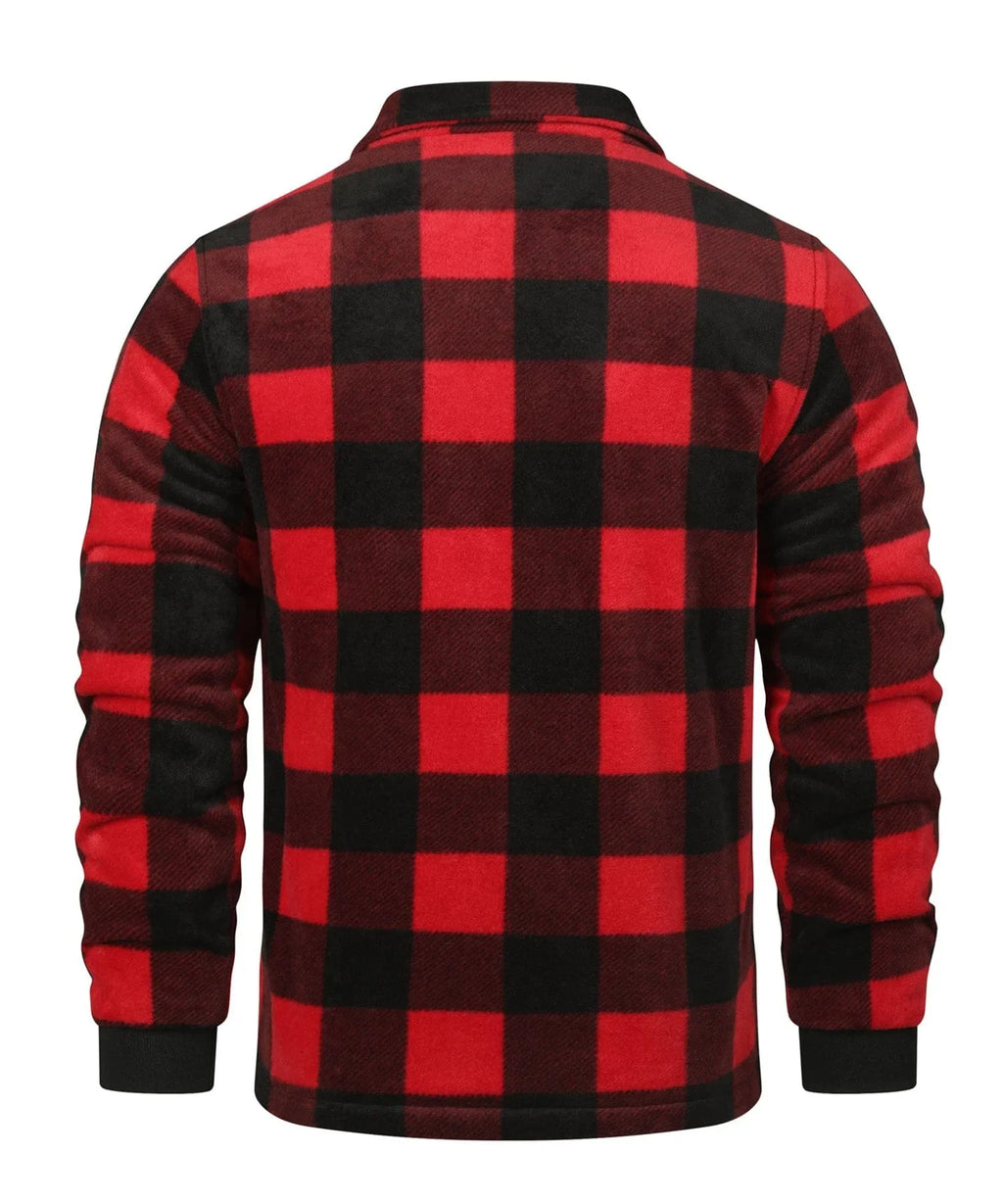 Men's Jumper with V-Neck in Check Pattern
