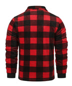Men's Jumper with V-Neck in Check Pattern