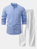 Men's Lightweight Stand Collar Co-Ord – Seersucker Shirt
